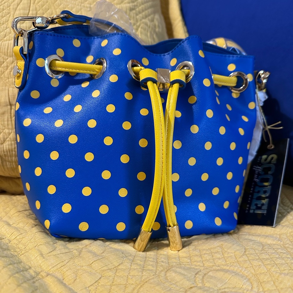 Blue and Yellow Polka Dot Women's Bag